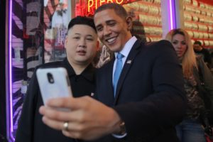 Barack Obama and Kim Jong-Un look-alikes pose for photos
