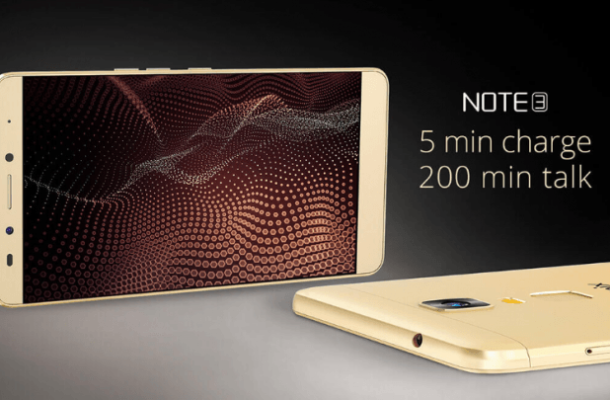 Charge for 5 minutes use for 200 minutes of talk..Infinix Note 3 launched in Ghana