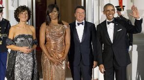 Obamas welcome Italy's first couple for state dinner