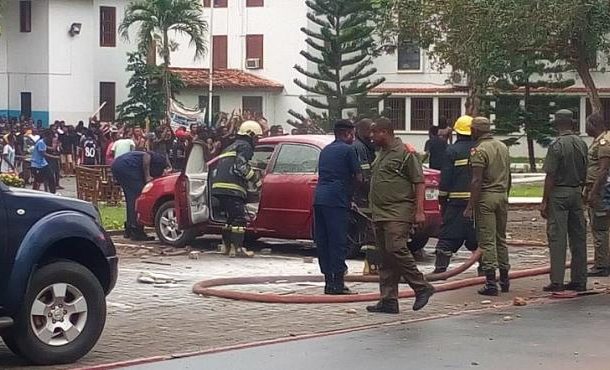 Car Set Ablaze As Commonwealth And Sarbah Students Clash On UG Campus