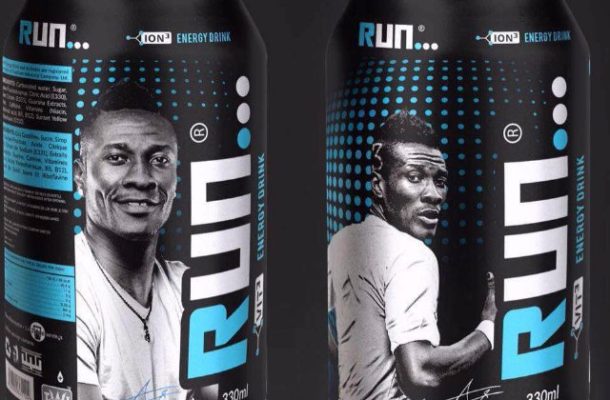 Asamoah Gyan unveils ''RUN'' energy drink