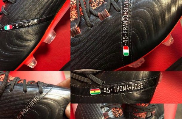 CLOSER LOOK: Mario Balotelli's custom boots with names of Ghanaian parents and flag engraved on it