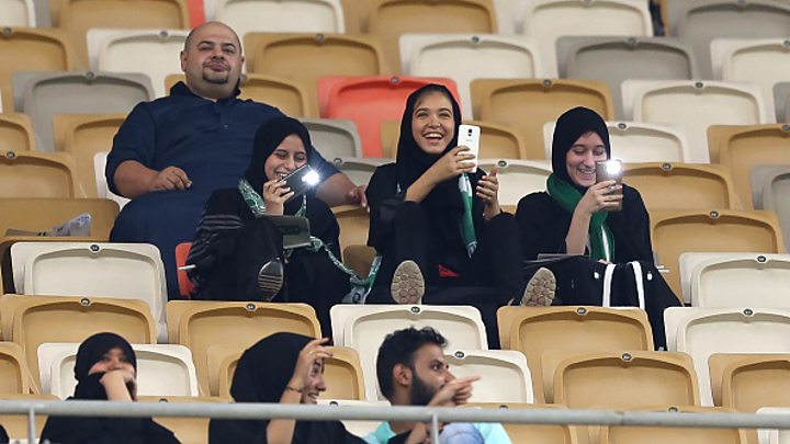 Saudi Arabia allows women at football game for the first time