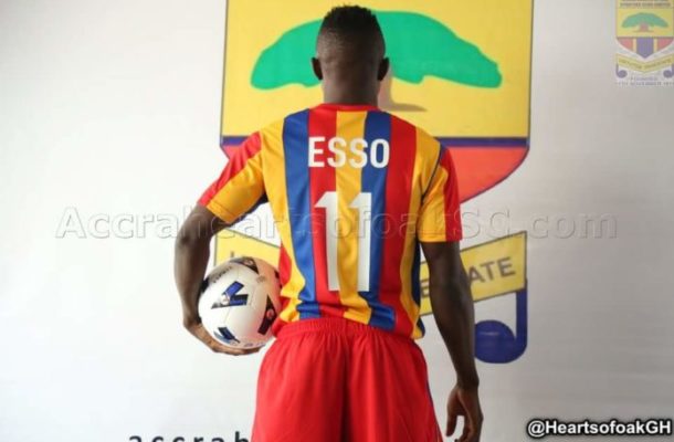 Joseph Esso goes for the famous No11 shirt at Hearts of Oak
