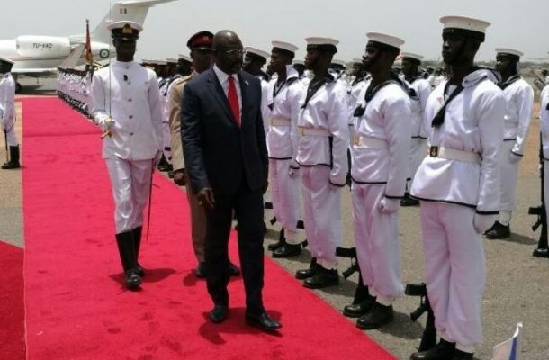 Liberian President, Weah arrives in Ghana for 2-day visit