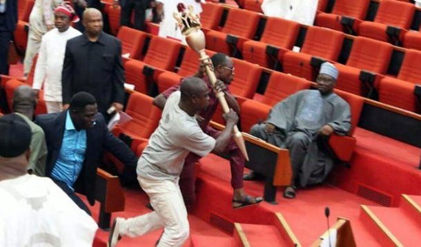Armed men storm Nigeria's senate, stealing mace