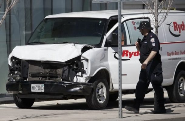 Nine dead and 16 injured after van mounts pavement