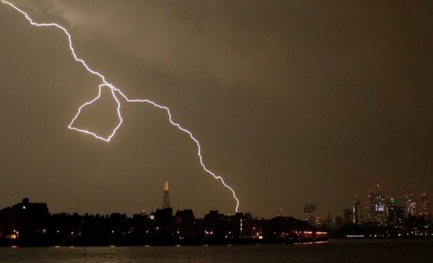 Spectacular lightning strikes parts of UK