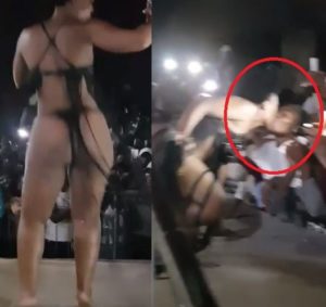 VIDEO: South African pantless dancer, goes on a kissing spree as she performs on stage in tiny G-String
