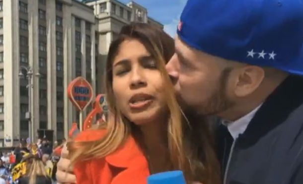 Female reporter groped and kissed live on air at 2018 World Cup