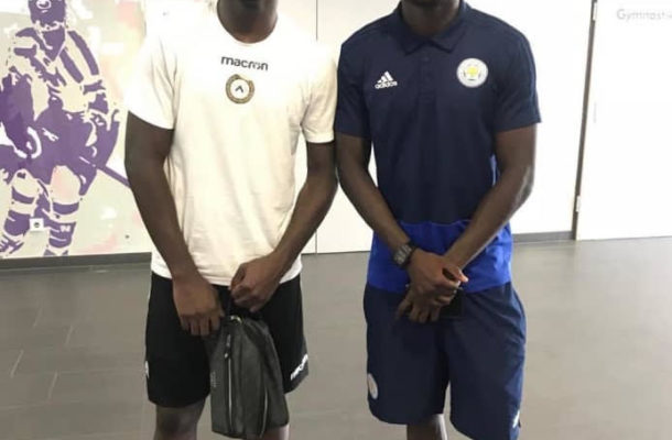 Ghanaian duo Nicholas Opoku and Amartey share a moment after Udinese-Leicester friendly