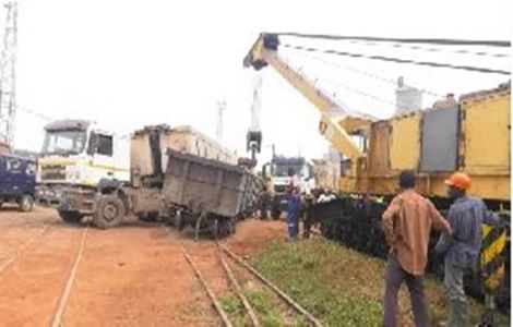 Haulage train crashes into tipper truck at Takoradi Port
