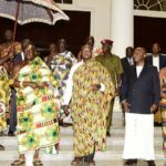 PHOTOS: Uganda's Museveni goes traditional as he hosts Ghana's Asantehene