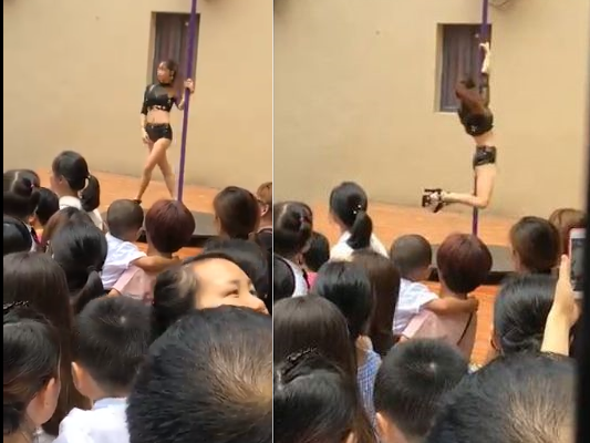 VIDEO: Kindergarten school hires sexy pole-dancers to welcome children back to school