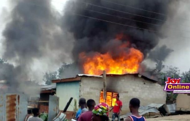 Heavy security at Abura-Dunkwa as angry youth set houses on fire