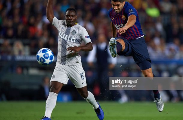 Kwadwo Asamoah features as Messi-less Barcelona ease past Inter Milan