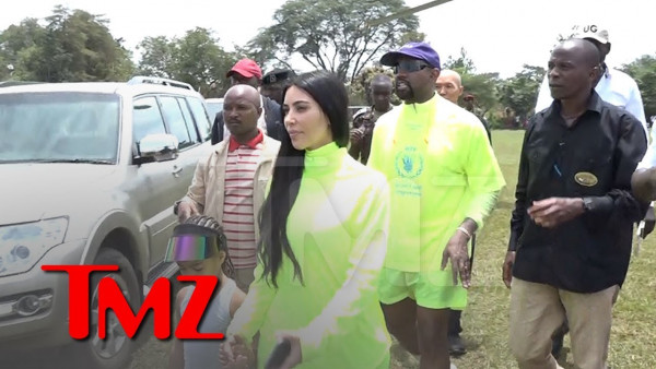 VIDEO: Kanye West and Kim Kardashian hand out Free Yeezys to Kids in Uganda