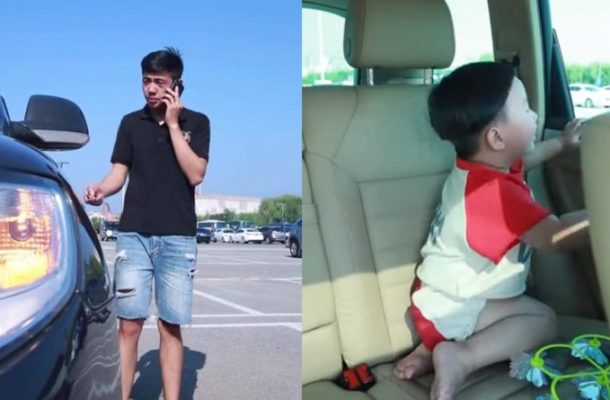 SHOCKING VIDEO: Man distracted by phone call nearly kills son after he abandoned him in overheated car