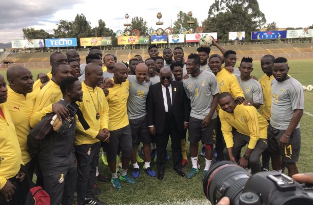Akufo-Addo pays surprise visit to Black Stars in Addis Ababa