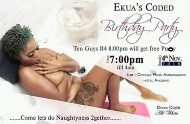 PHOTOS: 'Free Pu**y for the first 10 guys' - Kumasi lady SHOCKS with scandalous birthday Invitation