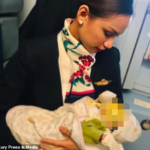Air hostess breastfeeds stranger's crying baby after the mother ran out of formula during a flight