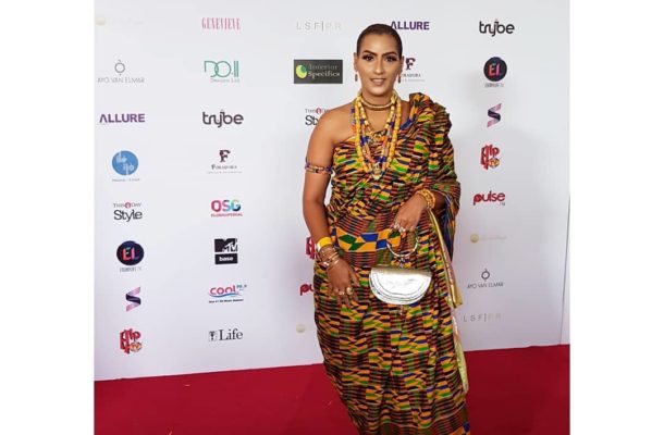 PHOTOS: Juliet Ibrahim stuns as she rocks Kente outfit to movie premiere in Nigeria