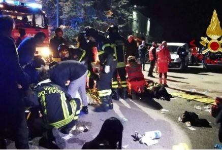 Six people die during stampede at a rap concert in an Italian nightclub