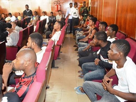 PHOTOS: Economic and Financial Crimes Commission arraigns 24 University students suspected to be 'Sakawa' boys