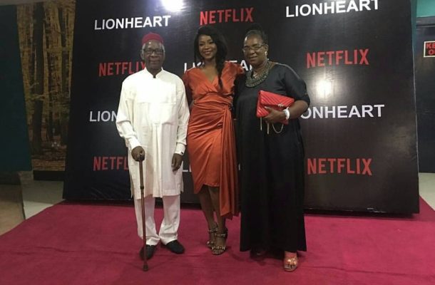PHOTOS: Genevieve Nnaji and her parents attend private screening of her movie, Lion Heart