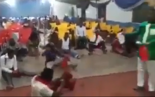 VIDEO: Church members fight all their 2019 spiritual battles with cutlass their pastor asked them to bring
