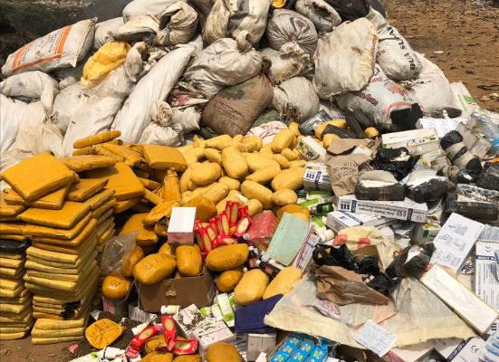 PHOTOS: Police burns a huge pile of Indian hemp, Tramadol, cocaine, synthetic marijuana and others