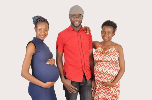 PHOTO: Man shares photo of his two heavily pregnant wives, thanks God for his 'blessings'