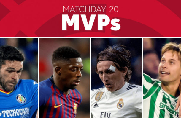 Who was the MVP of Matchday 20 in LaLiga Santander