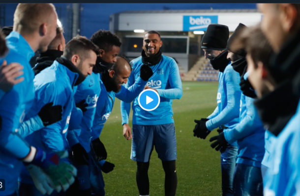 VIDEO| Barcelona players give Kevin Prince-Boateng special, warm welcome to his first training session