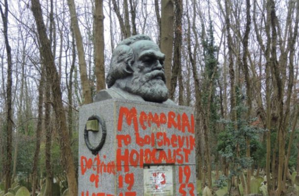 Marx memorial vandalised in London for second time in February