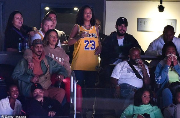 PHOTOS: Rihanna and her billionaire boyfriend pictured together at star-studded Los Angeles Lakers game