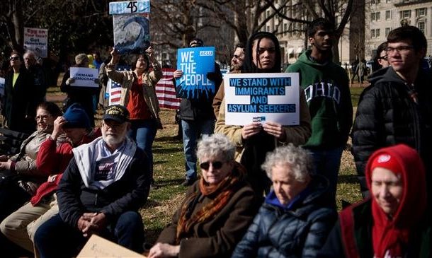 Presidents Day protests against Trump's emergency declaration