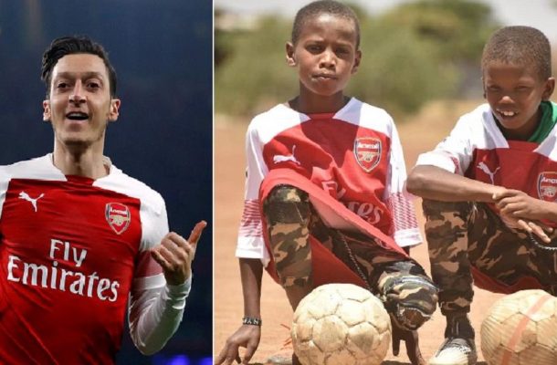Photos: Arsenal's Ozil kits young Kenyan fans he 'met' on Twitter