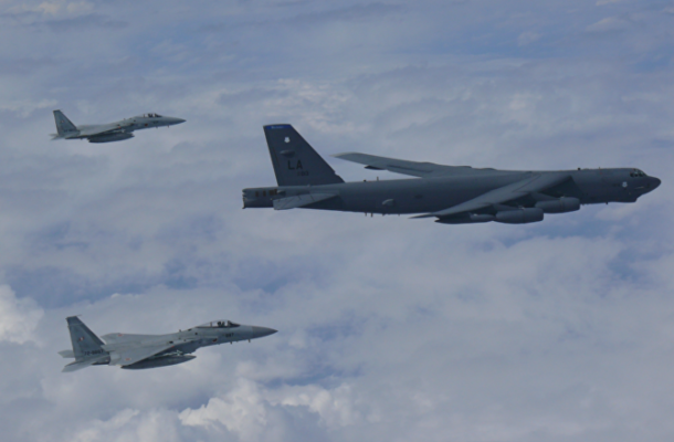 Two US B-52 Bombers Train with Japan Air Forces Over East China Sea