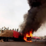 600 bags of cocoa beans burnt into ashes after two trucks collide head-on