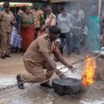 Traders Takoradi market circle taken through fire-fighting training