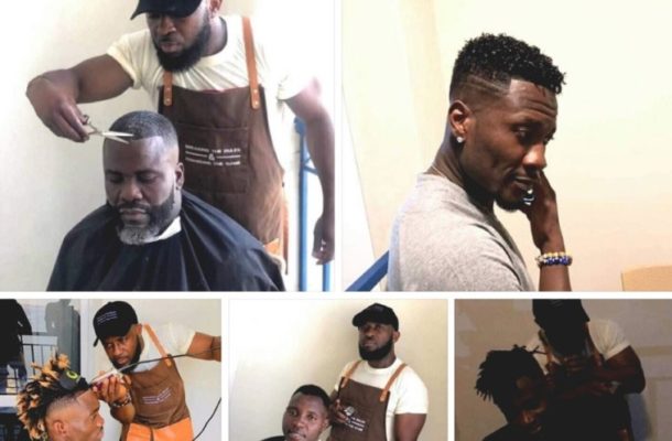 PHOTOS: Ghanaian celebrity barber storms Black Stars camp to give players new haircut