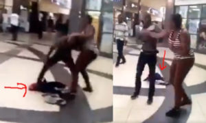 VIDEO: Lady drops her baby to fight her baby daddy in a mall