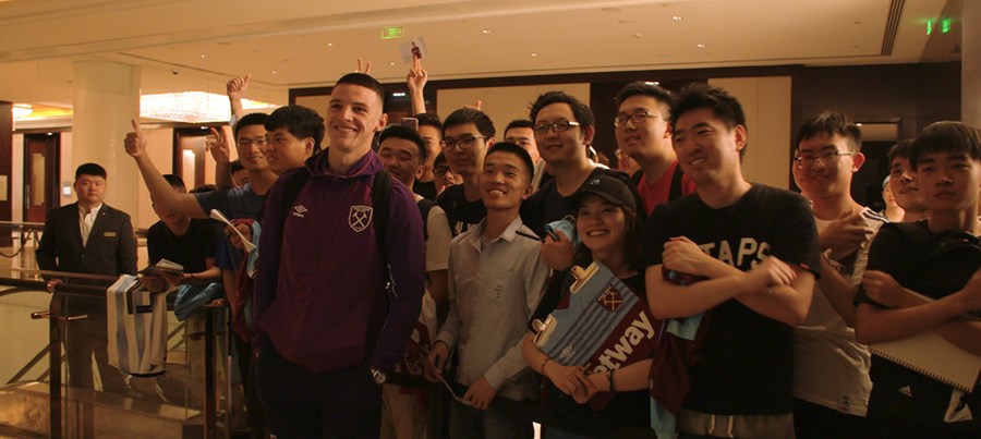 Mark Noble with West Ham fans in China