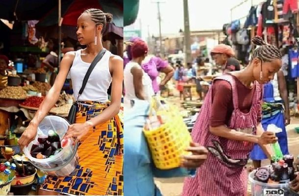 PHOTOS: Pretty Legon girl sells sobolo at makola market