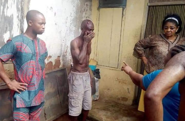 PHOTOS: Man stripped off completely, beaten to pulp for defiling 9-year-old girl
