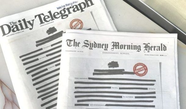Australian newspapers black out front pages in 'secrecy' protest