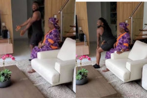 VIDEO: Nigerian musician Timaya hilariously twerks for his mother