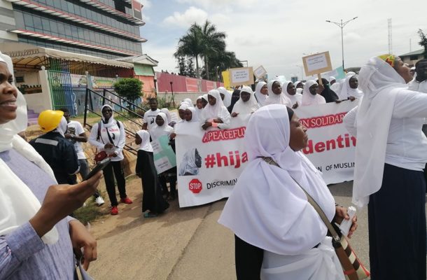 PHOTOS/VIDEOS: Thousands of Ghanaian Muslim women hit the streets to protest against Hijab discrimination