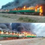 65 dead in Pakistan after a packed passenger train blew up and burst into flames